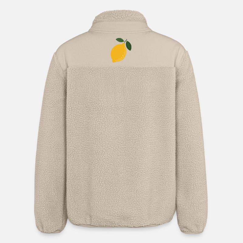 Lemon Leaf Citrus Illustration - Relaxed Fit Unisex Sherpa Jacket by Stanley/Stella - beige