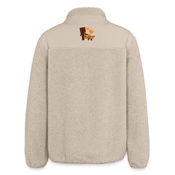 Heart Friend Cartoon Dog and Buddy - Relaxed Fit Unisex Sherpa Jacket by Stanley/Stella - beige - Back