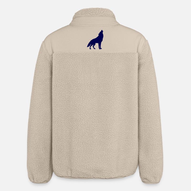 Silhouette du Loup Bleu Minuit - Veste sherpa unisexe coupe décontractée Stanley/Stella - beige