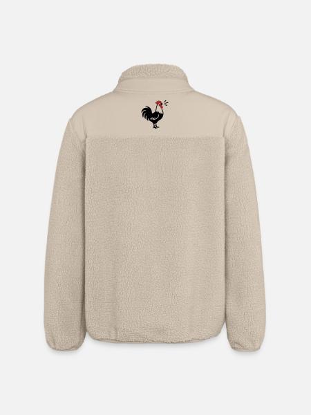 Rooster Crows Farm Logo - Relaxed Fit Unisex Sherpa Jacket by Stanley/Stella - beige