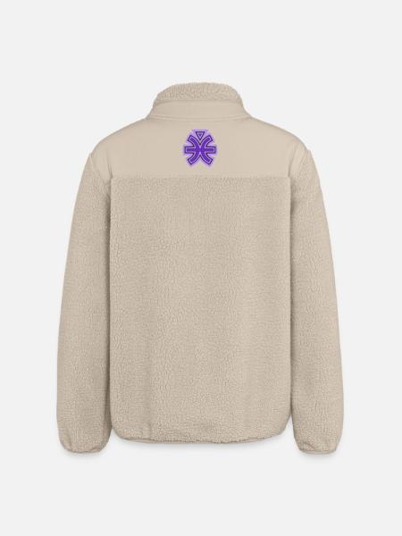 Pisces and Water Tribal Symbol - Relaxed Fit Unisex Sherpa Jacket by Stanley/Stella - beige