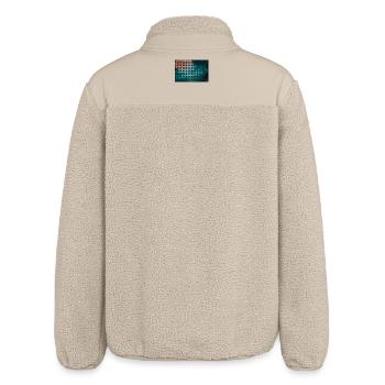 Schallplattenspieler im kurvigem Muster - Relaxed Fit Unisex Sherpajacke von Stanley/Stella - Beige - Hinten