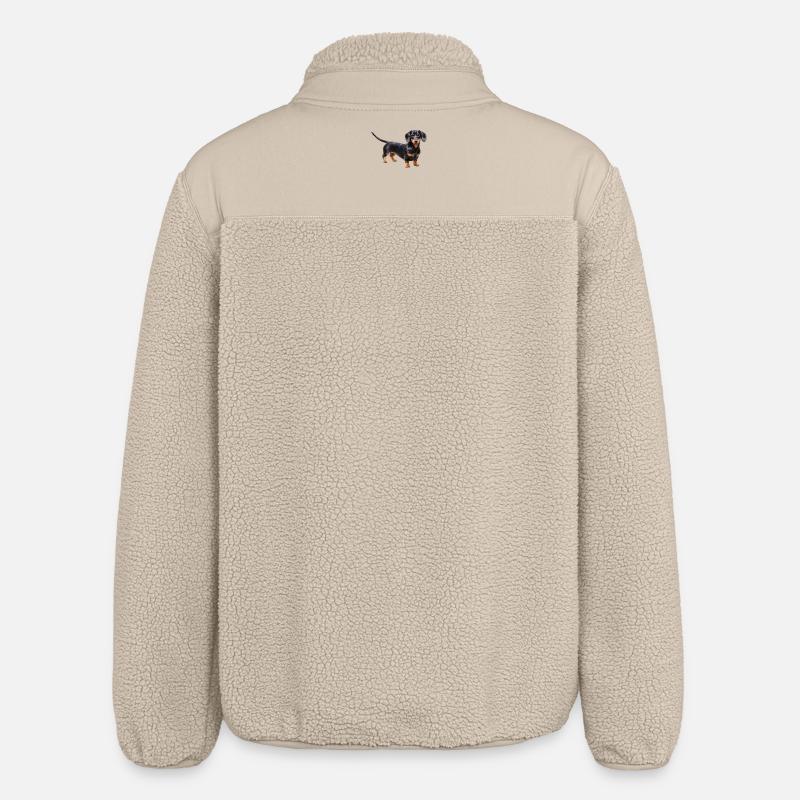 Schwarzer Dackel mit roten Akzenten - Relaxed Fit Unisex Sherpajacke von Stanley/Stella - Beige