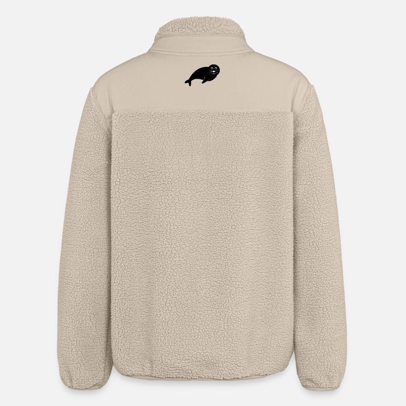 Sæler, sæler, sæler, sæler dyr - Stanley/Stella unisex sherpajakke afslappet pasform - beige