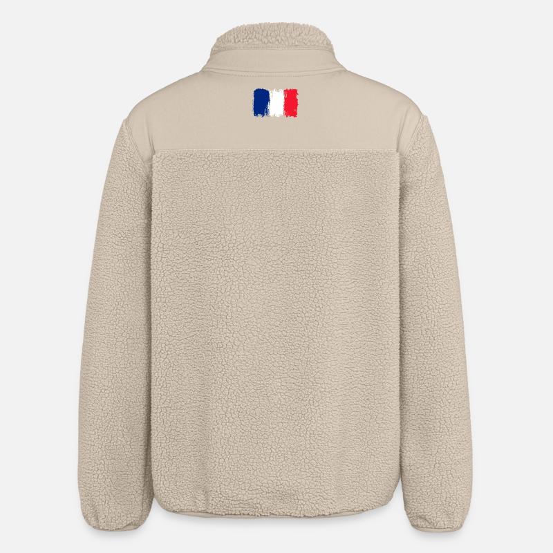 Drapeau Bleu Blanc Rouge Brush - Veste sherpa unisexe coupe décontractée Stanley/Stella - beige
