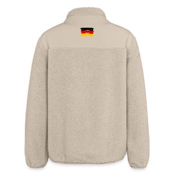 Red Yellow Brushstroke Flag - Relaxed Fit Unisex Sherpa Jacket by Stanley/Stella - beige - Back