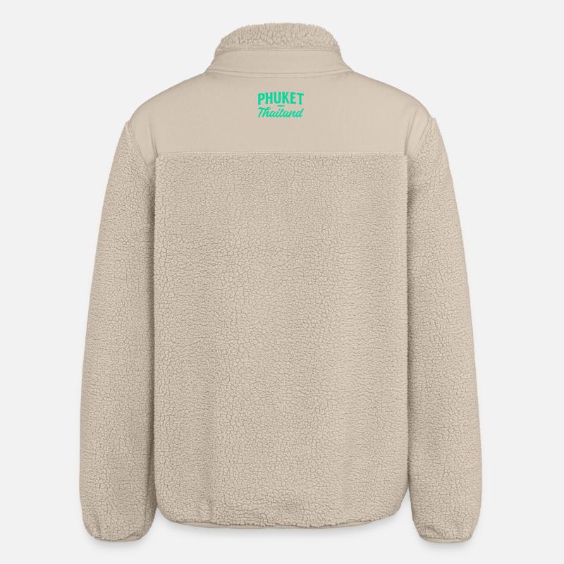 Phuket Thailand Teal Script - Relaxed Fit Unisex Sherpa Jacket by Stanley/Stella - beige