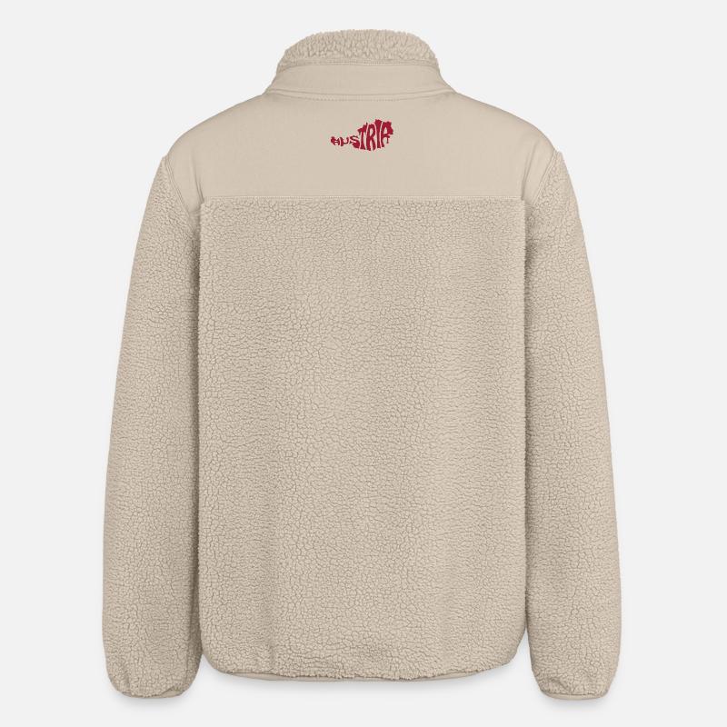 Austria Map Typography - Relaxed Fit Unisex Sherpa Jacket by Stanley/Stella - beige