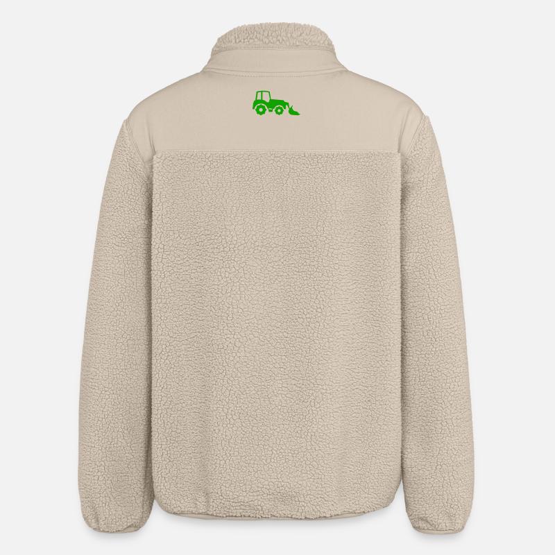Tracteur vert avec silhouette de charrue - Veste sherpa unisexe coupe décontractée Stanley/Stella - beige