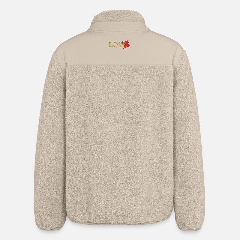 Love Maple Leaf of Canada - Relaxed Fit Unisex Sherpa Jacket by Stanley/Stella - beige