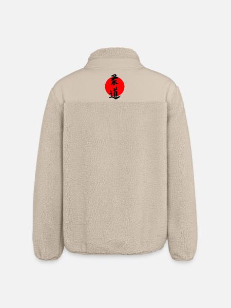 Judo i japansk kanji-skrift med rød sol - Stanley/Stella unisex sherpajakke afslappet pasform - beige