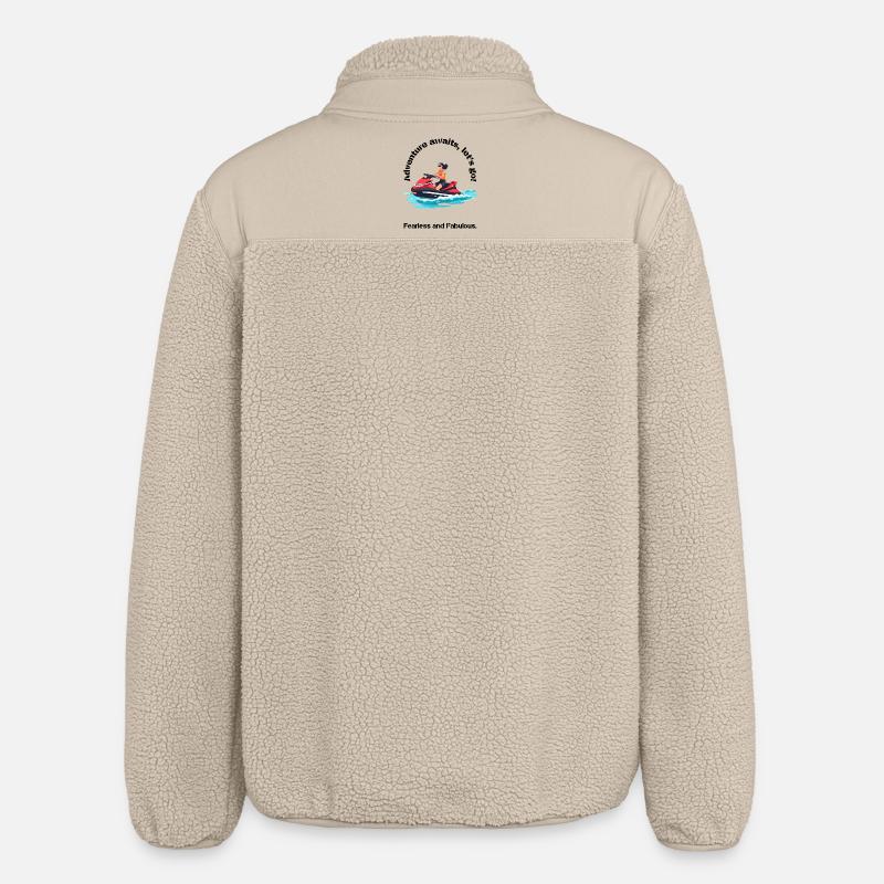 Lebendiges Jetski-Abenteuer-Design - Relaxed Fit Unisex Sherpajacke von Stanley/Stella - Beige