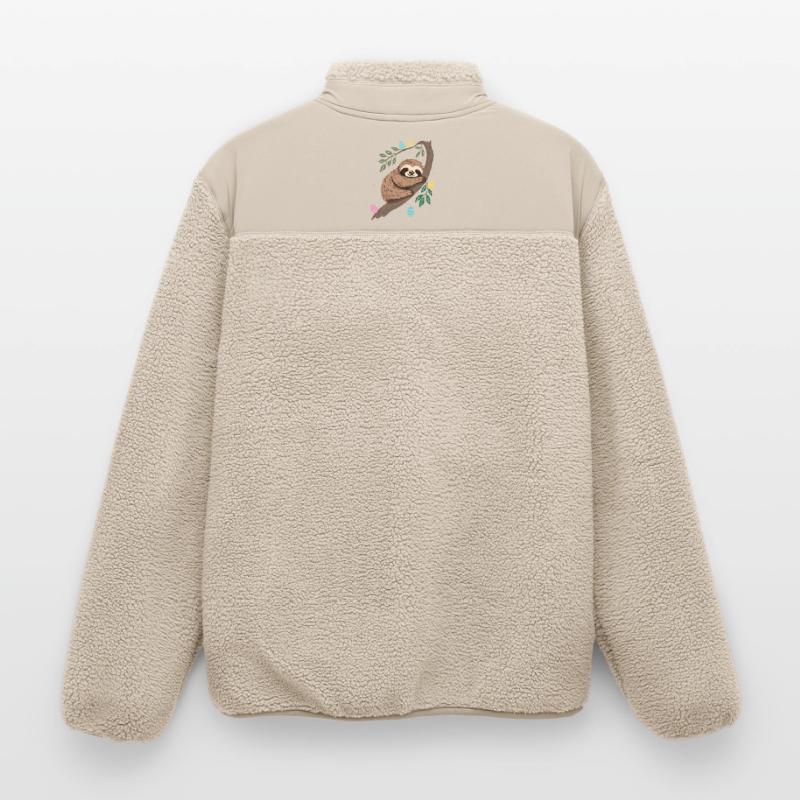 Easter Sloth with Easter Eggs Relaxed Fit Unisex Sherpa Jacket by Stanley/Stella