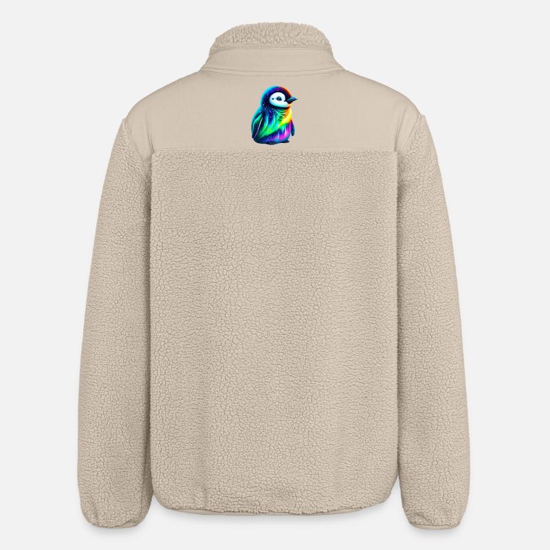 Aurora Borealis Penguin - Relaxed Fit Unisex Sherpa Jacket by Stanley/Stella - beige