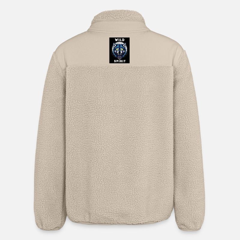 Wild Wolf Ghost Dinosaur Design - Veste sherpa unisexe coupe décontractée Stanley/Stella - beige