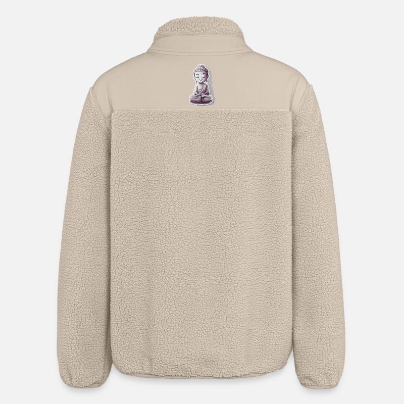 Meditating Buddha with calm expression - Relaxed Fit Unisex Sherpa Jacket by Stanley/Stella - beige