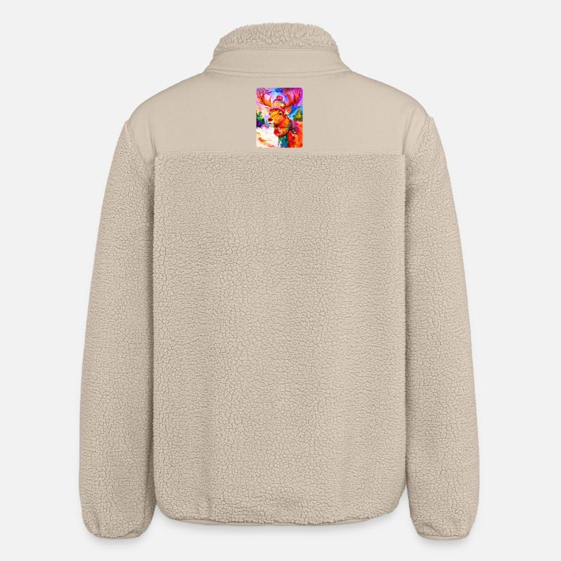 Renne avec chapeau à pompon - Veste sherpa unisexe coupe décontractée Stanley/Stella - beige