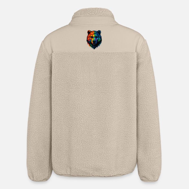 Bunte Pop-Art-Low-Poly-Bär - Relaxed Fit Unisex Sherpajacke von Stanley/Stella - Beige