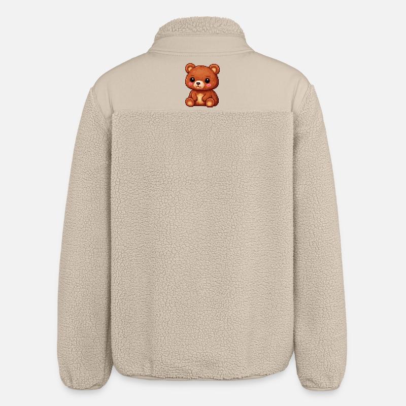 Teddy Bear Pixel Comic - Relaxed Fit Unisex Sherpa Jacket by Stanley/Stella - beige