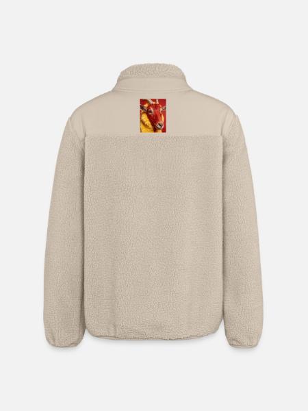 Red goat with yellow fur - Relaxed Fit Unisex Sherpa Jacket by Stanley/Stella - beige