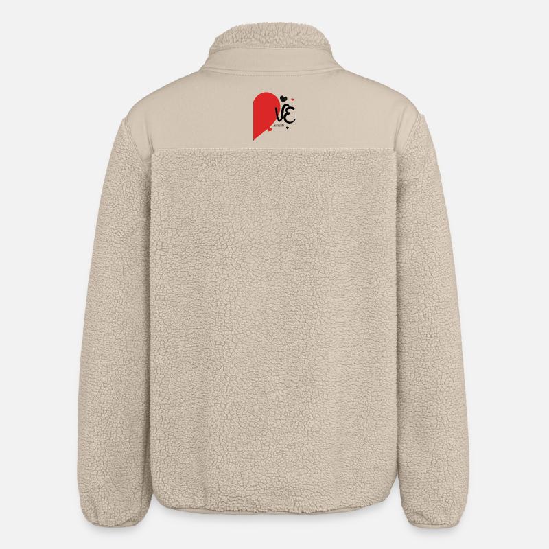 Romantisches Herzblatt-Design auf Textil - Relaxed Fit Unisex Sherpajacke von Stanley/Stella - Beige