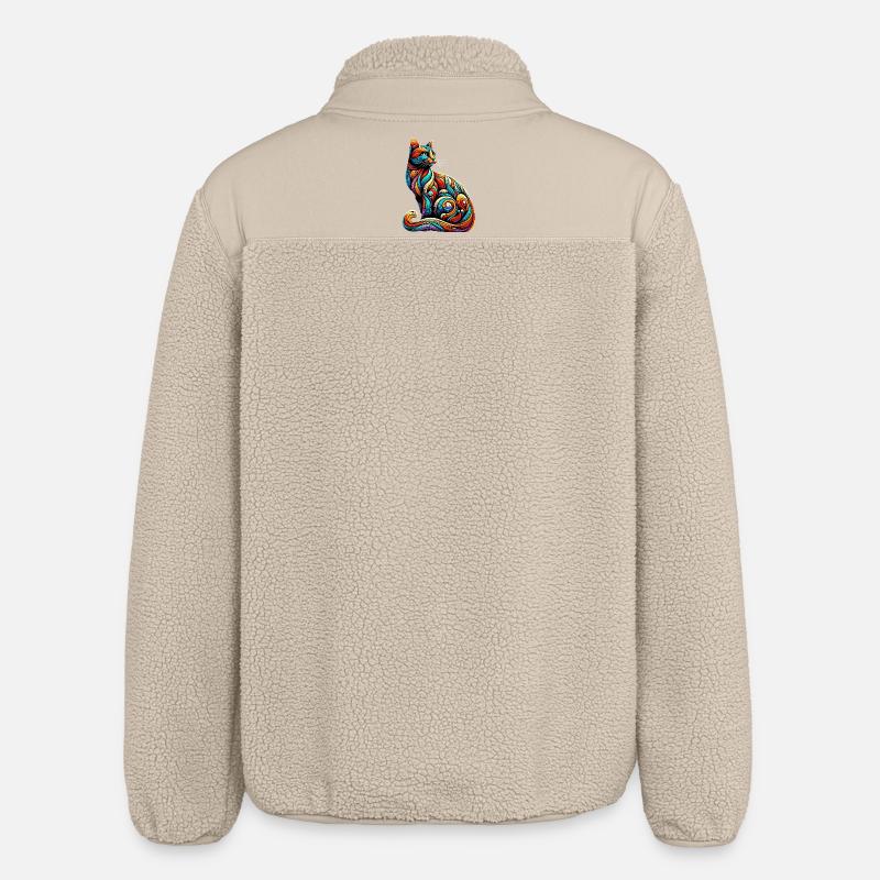 Katze - Relaxed Fit Unisex Sherpajacke von Stanley/Stella - Beige