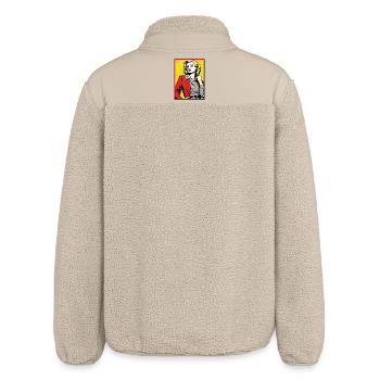Pop Art Lady Red Blazer Polka Dot Blouse Fashion - Relaxed Fit Unisex Sherpa Jacket by Stanley/Stella - beige - Back