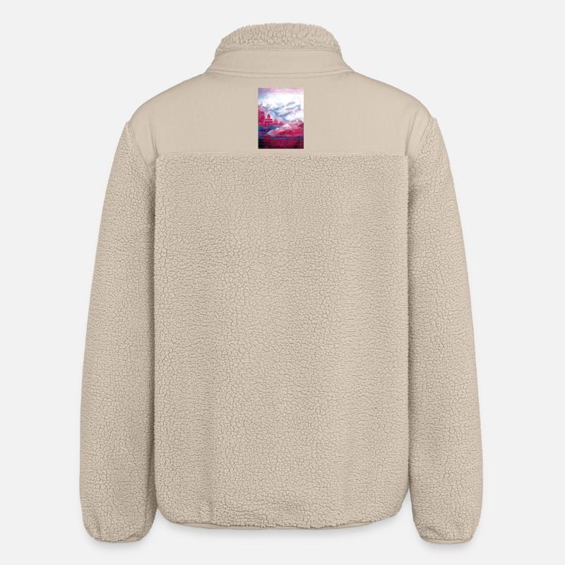 Psy-Art | Tempel im Himalaya - Relaxed Fit Unisex Sherpajacke von Stanley/Stella - Beige