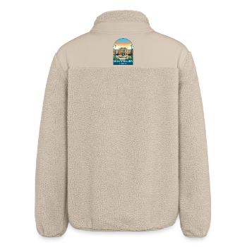 Montpellier France Vintage Travel Poster Design - Relaxed Fit Unisex Sherpa Jacket by Stanley/Stella - beige - Back
