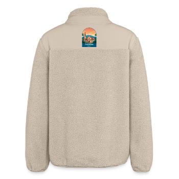 Catania Italy Vintage Travel Poster Art - Relaxed Fit Unisex Sherpa Jacket by Stanley/Stella - beige - Back