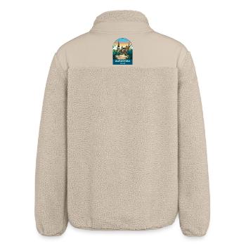 Zaragoza Spain Vintage Travel Poster - Relaxed Fit Unisex Sherpa Jacket by Stanley/Stella - beige - Back