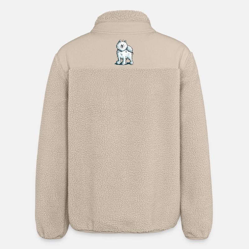 Søde Samojedhund - Stanley/Stella unisex sherpajakke afslappet pasform - beige