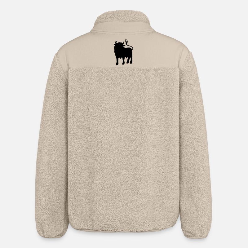 Stierschattenbild, Logofarm oder Metzger - Relaxed Fit Unisex Sherpajacke von Stanley/Stella - Beige