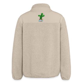 Cactus in cup funny positive vibes illustration - Relaxed Fit Unisex Sherpa Jacket by Stanley/Stella - beige - Back