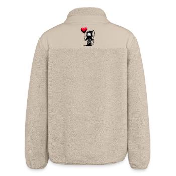Odin with Heart Balloon - Heartful Creatures - Relaxed Fit Unisex Sherpa Jacket by Stanley/Stella - beige - Back