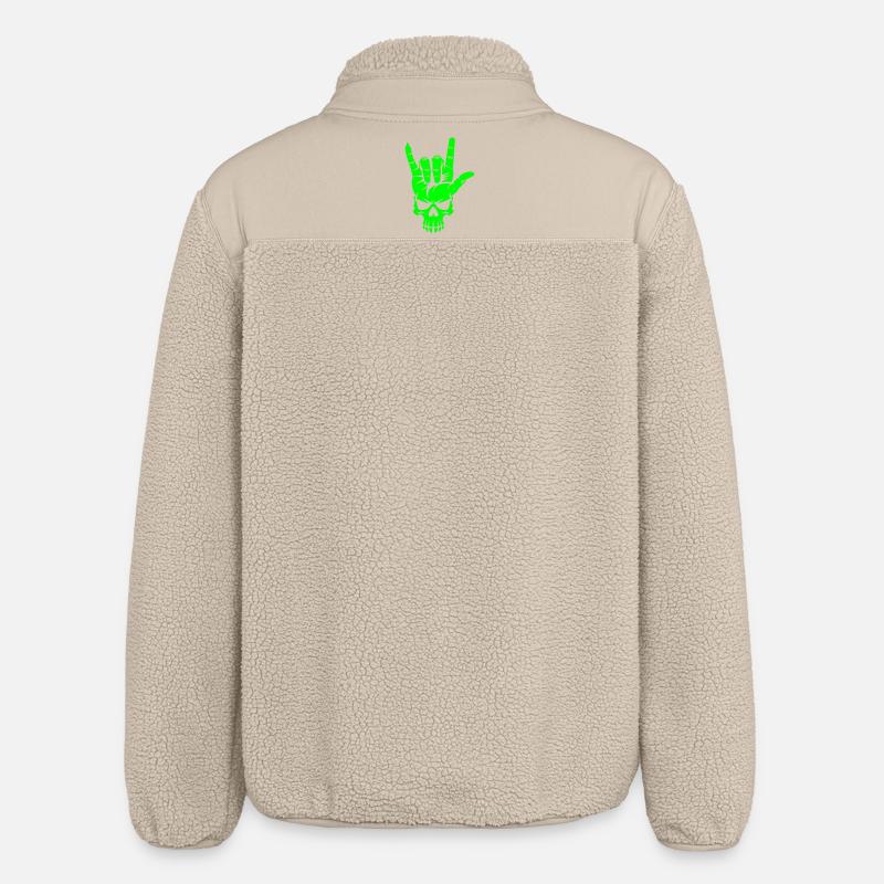 Rock 'n' Roll Totenkopf Handgeste - Relaxed Fit Unisex Sherpajacke von Stanley/Stella - Beige