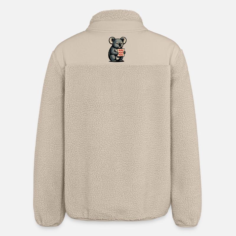 Koala avec signe Mau Meow Meow - Veste sherpa unisexe coupe décontractée Stanley/Stella - beige