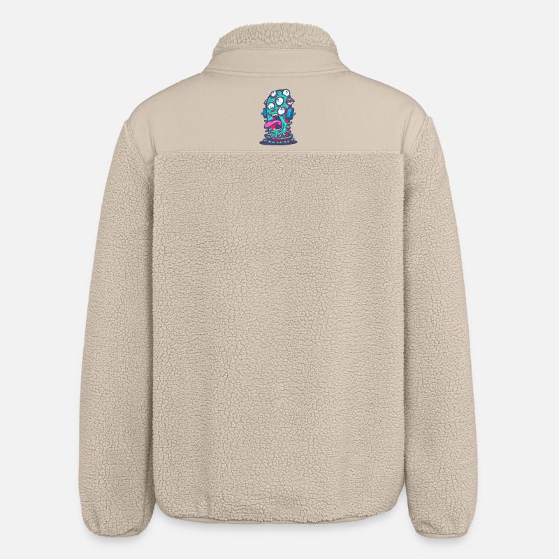 Psychedelisches Monster mit Kopfhörern - Relaxed Fit Unisex Sherpajacke von Stanley/Stella - Beige