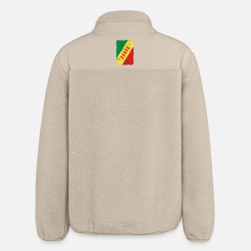 Drapeau du Congo - Veste sherpa unisexe coupe décontractée Stanley/Stella - beige