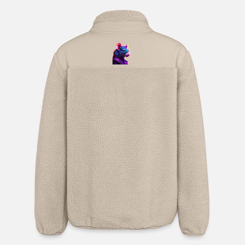 Neon Rat en Cuir Blouson - Veste sherpa unisexe coupe décontractée Stanley/Stella - beige
