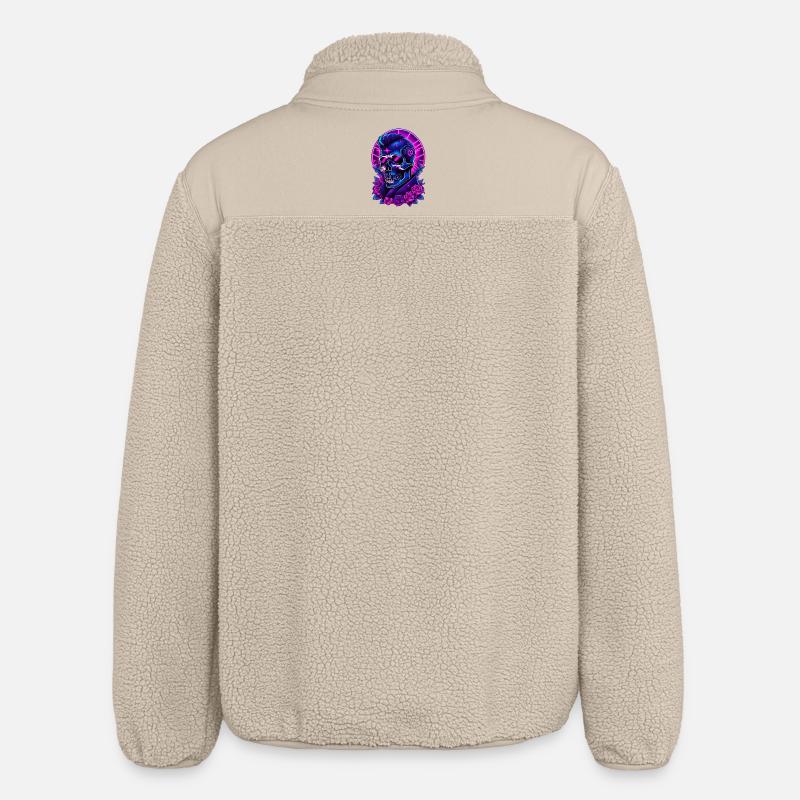 Neon Gothic Skull mit Kopfhörern - Relaxed Fit Unisex Sherpajacke von Stanley/Stella - Beige