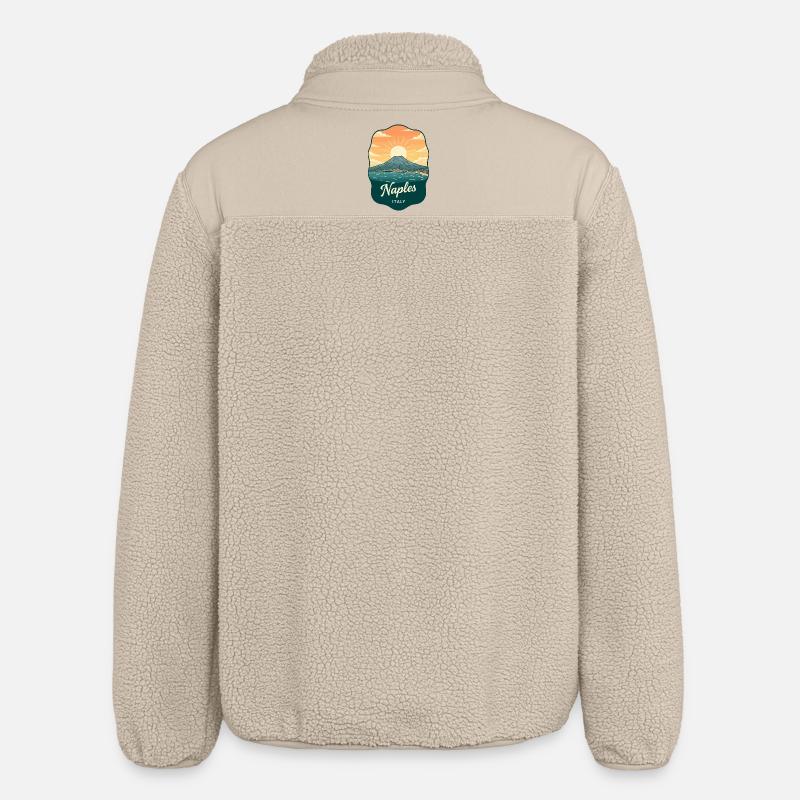 Neapel Mount Vesuvius Retro Reiseabzeichen - Relaxed Fit Unisex Sherpajacke von Stanley/Stella - Beige