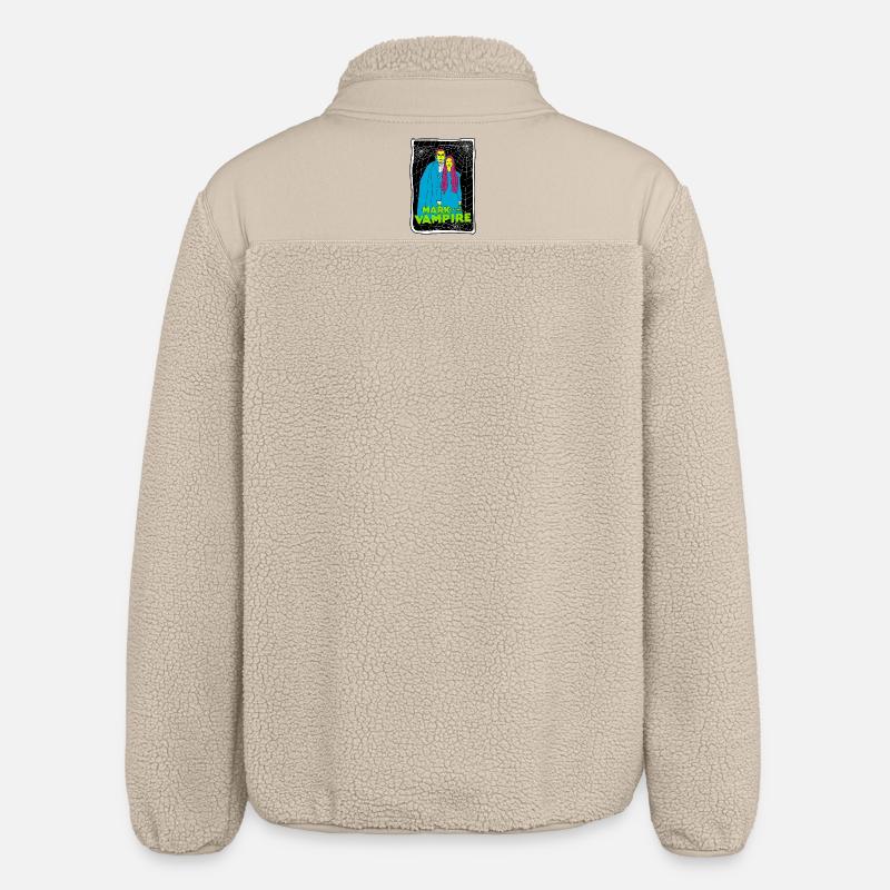 Vampire Duo with Spiderweb Background - Relaxed Fit Unisex Sherpa Jacket by Stanley/Stella - beige