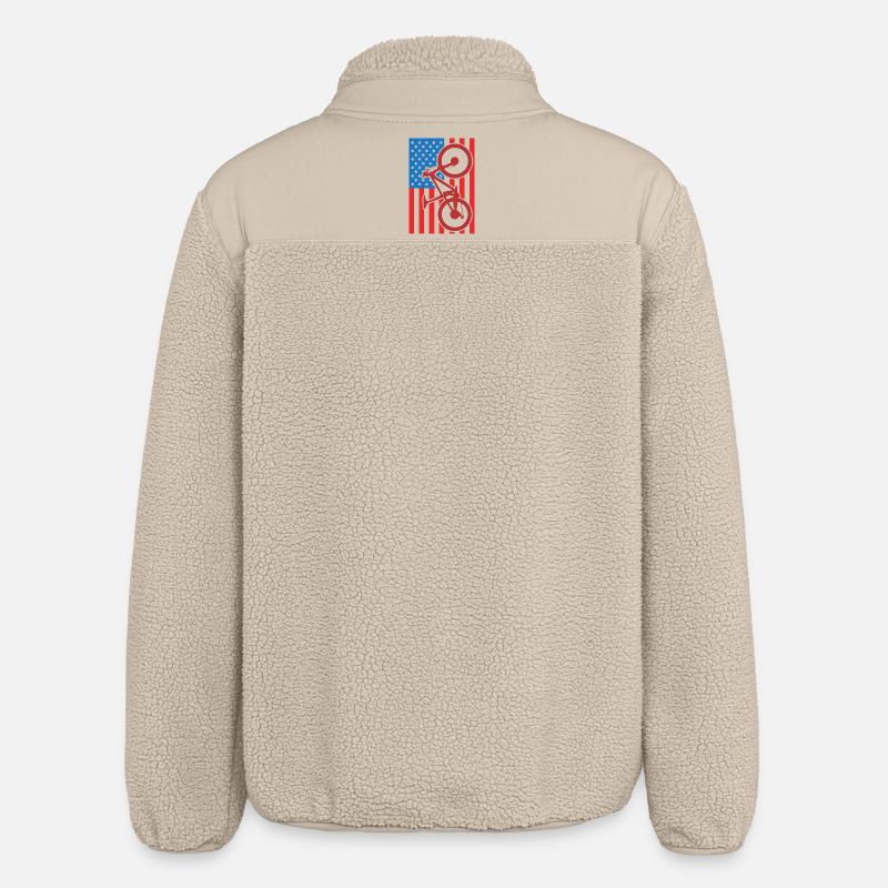 Drapeau du VTT des États-Unis - Veste sherpa unisexe coupe décontractée Stanley/Stella - beige