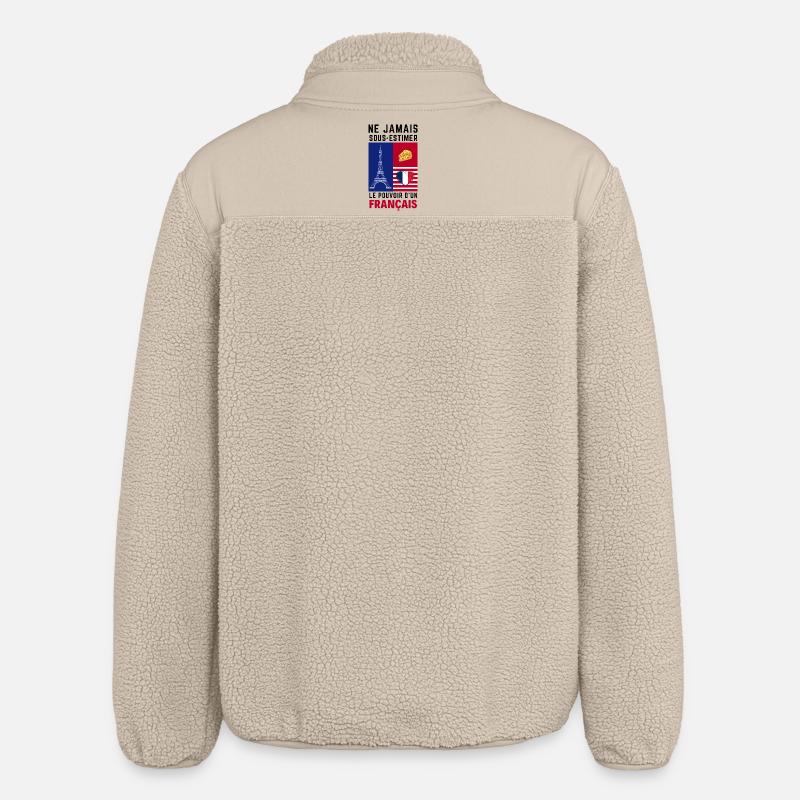 Éiffel et Coeur Français - Veste sherpa unisexe coupe décontractée Stanley/Stella - beige