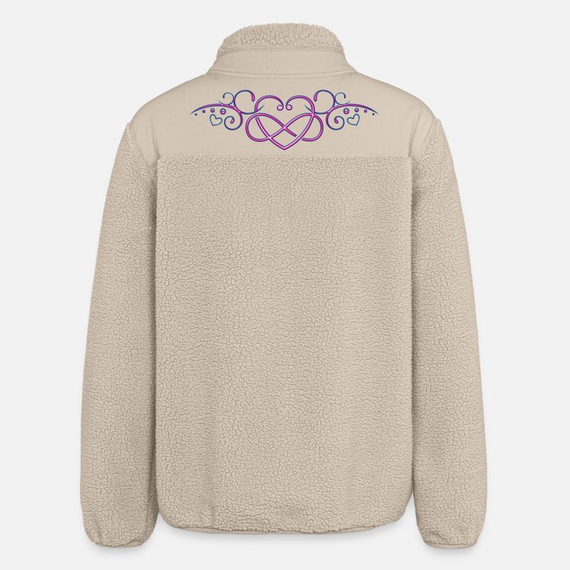Coeur avec signe de l'infini, rose - Veste sherpa unisexe coupe décontractée Stanley/Stella - beige