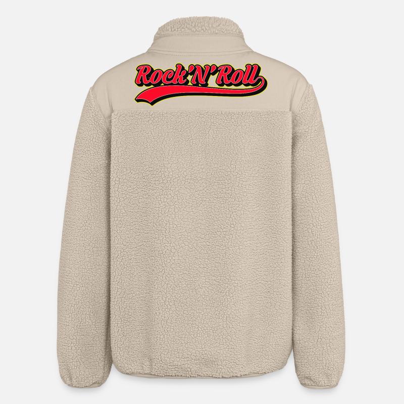 Rock 'N' Roll Retro Script Logo - Giacca sherpa unisex vestibilità rilassata di Stanley/Stella - beige