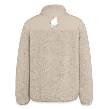 Backview Fluffy Cat Silhouette - Relaxed Fit Unisex Sherpa Jacket by Stanley/Stella - beige - Back