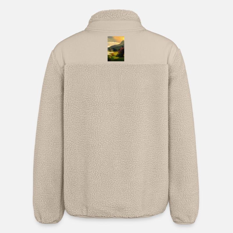Landschaft mit See und Berge - Relaxed Fit Unisex Sherpajacke von Stanley/Stella - Beige
