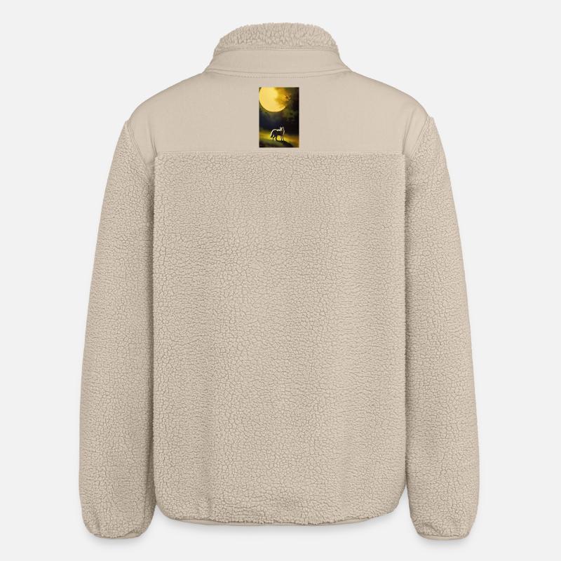 Wolf and Moon - Relaxed Fit Unisex Sherpa Jacket by Stanley/Stella - beige